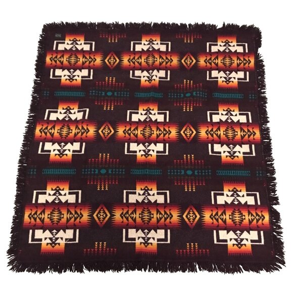 Pendleton Depuis 1863 Wool Blanket Aztec Southwestern Brown Orange 66" X 61" - Picture 1 of 9
